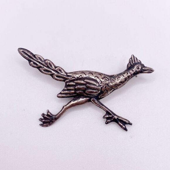 Taxco Hecho En Mexico Sterling Silver Roadrunner Brooch 2” - Picture 2 of 5